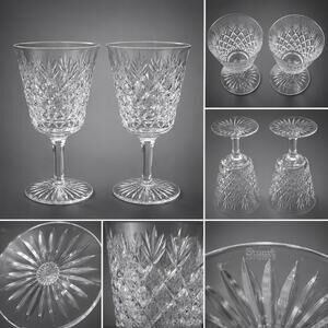 A Pair of Classic Stuart Crystal “Westbury” cut Water Goblet 6.5 inches Tall